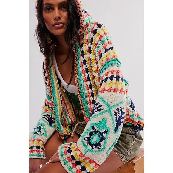 Free People Sweaters - Free People Baja Baby Cardi Slouchy Knit Cardigan XL